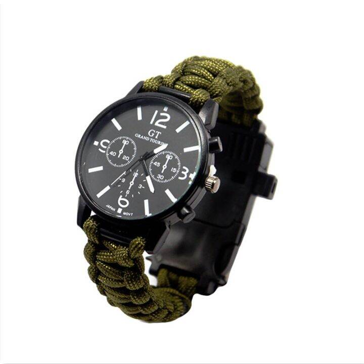 outdoor-multifunction-camping-survival-watch-tools-with-led-light-550ibs-paracord-compass-whistle-reflector-survival-kits