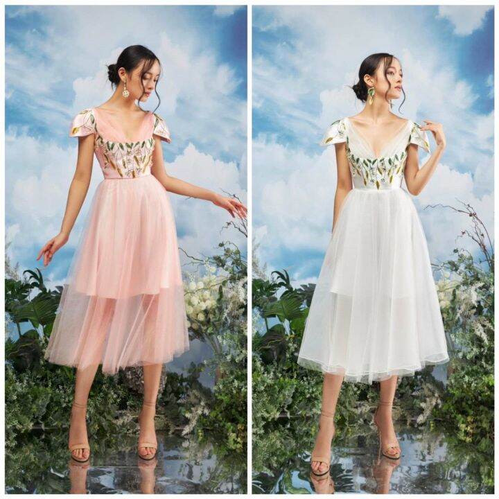 Đầm dự tiệc công chúa tay phồng búp thêu hoa TRIPBLE T DRESS ...