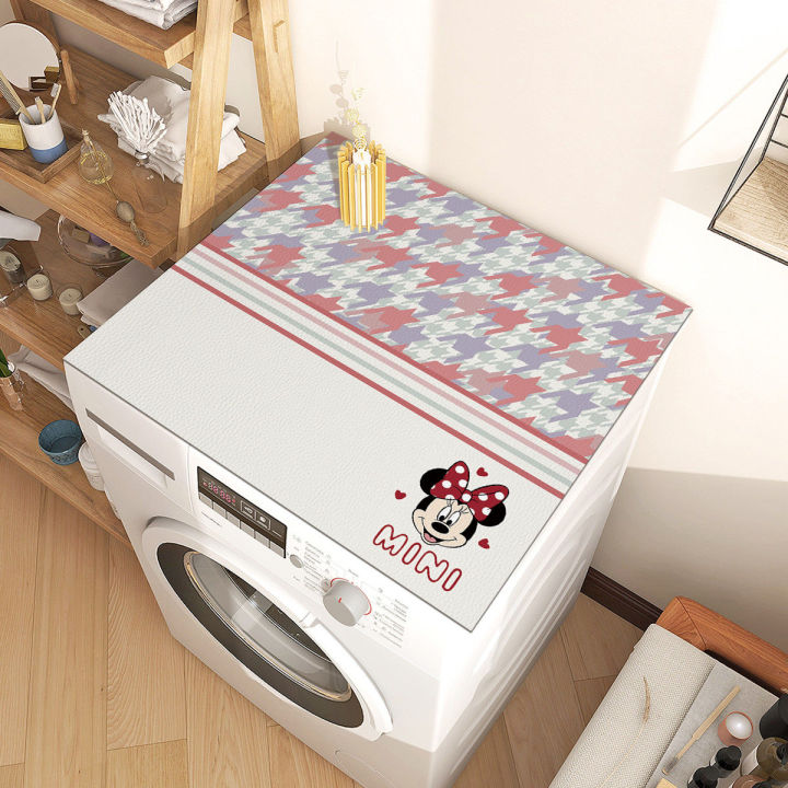m-q-s-ผ้าคลุมเครื่องซักผ้า-ผ้าคลุมกันฝุ่น-เสื่อหนังของเครื่องซักผ้ากันน้ำตู้เย็นซันสกรีนฝุ่น-เสื่อโต๊ะวินเทจสุดหรูเบาๆ