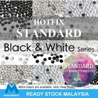 Hotfix STANDARD Rhinestones, BLACK &amp; WHITE Series, Manik Tampal Beads Iron On Loose Beads untuk Tudung Bawal