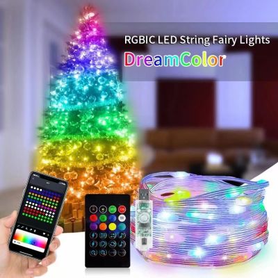 ↂ♦ Christmas RGBIC String Light Smart Bluetooth LED Garlands USB App Control Xmas Tree Decoration Outdoor Waterproof Fairy Lights