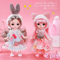 【2 Pcs】barbie Doll Baby Toys for Girls Princess Baby Cute Bjd Toy Set Children Birthday Gift 17cm