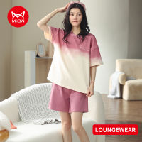 MiiOW ชุดนอนสตรี2ชิ้นชุดขั้นสูง gradient สีชุดนอน homewear Comfort แขนสั้นและกางเกงขาสั้น Night สวมชุดชุดนอน