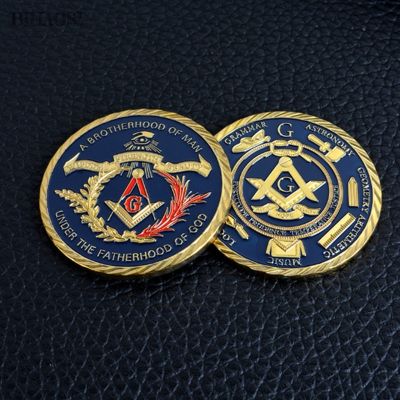 【CC】❇﹍  Freemasonry Coin Commemorative Gold-plated Two-color Dot Paint European Collection Wholesale