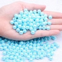 6 8 10mm 500g Resin Round Imitation Beads AB Colors With Hole Loose Craft Pearls For Sew On Clothes Bags Shoes Backpack Supplies