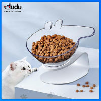 DUDU Pet NonSlip Single Cat ชามยกขาตั้งโปร่งใสชามสุนัข Pet Feeder การ์ตูนแมวชามอาหาร Cat Feeding ปกป้องคอสัตว์เลี้ยง