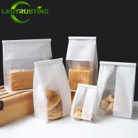 50PCS Iron Wire Curled Toast Bread Packaging Bags Baking Biscuit Oil Proof Paper Transparent Self Sealing Slice Cake Pouches