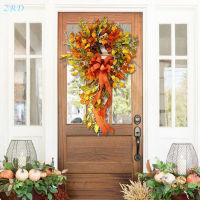 WaterWheel Large Fall Wreaths For Front Door Artificial Autumn Fall Wreath Artificial Maple Leaves Harvests Garland Halloween Thanksgiving Decor