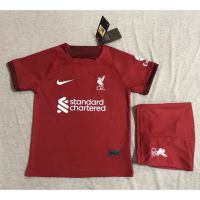 shot goods 2022-23 Liverpool Home Jersey Set Children Kids Football Soccer Jersey Tops Shorts Suit