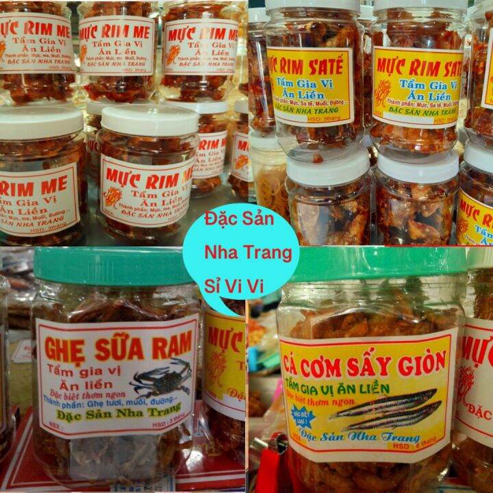 Đồ ăn vặt mực rim me, mực rim sa tế cay ViVi hủ 200g nguyên con hải sản ...