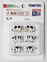 Tomytec 1/150 Jyoukei Diorama Collection: The Animals 102 Dairy Cattle : วัวนมพลาสติก ขนาดเล็ก 1 ซม สำหรับ สเกล 1/150  จำนวน 6 ตัว : ใหม่ สินค้าพร้อมจัดส่ง