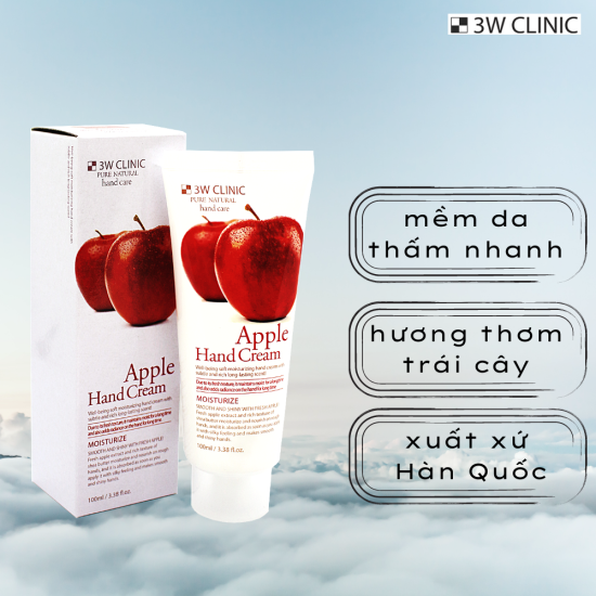 Kem dưỡng da tay hương táo 3w clinic moisturizing apple hand cream 100ml - ảnh sản phẩm 1