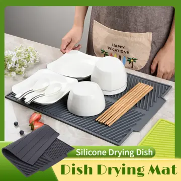 1pc Kitchen Dish Drying Mat Microfiber Absorbent Table Placemat Non Slip  Heat Resistant Drain Pad Cabinet Drying Mats Bathroom Mats