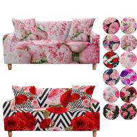 ♞✸ Elastic Sofa Cover for Living Room 3D Rose Flower Print Stretch Slipcover Sectional Couch Cover Corner Sofa Cover Valentine Deco