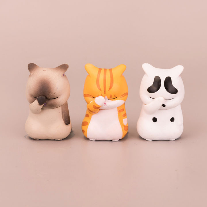microgood-แมวรูปปั้นรายละเอียดประณีตของเล่นเรซิ่น-little-figurine-face-ของตกแต่งรูปแมวสำหรับตกแต่งบ้าน
