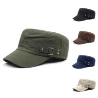 Military Style Cadet Army Cap Men Women Pure Color Washed Cotton Flat Top Cap Summer Autumn Adjustable Chapeau Visor Hat