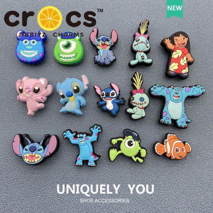 Jibbitz cross charms หัวเข็มขัด อุปกรณ์เสริมรองเท้า ลายการ์ตูน Stitch
