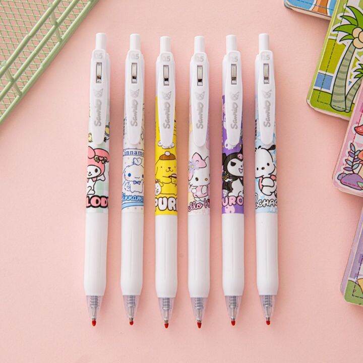 FUYAOZHISHANG 6pcs/lot Kuromi Melody Cartoon Press Gel Pen Black Ink ...