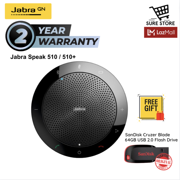 Jabra Speak 510 / 510+ Speakerphone Wireless Bluetooth USB Speaker ...