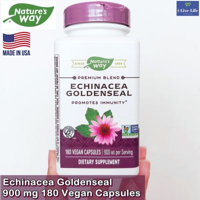 เอ็กไคนาเซีย รากโกลเด้นซีล Echinacea Goldenseal 900 mg 180 Vegan Capsules - Natures Way