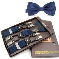 Adult Six Clips Men 39;s Suspenders with Bow Tie 6 Clip Suit Elastic Strap