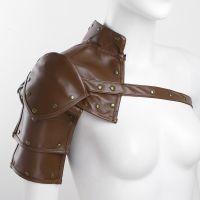 Gothic Steampunk Single Shoulder Armor Exotic Cosplay Metal Rivets Body Chest Harness Wet Look Leather Restraints Belt Costume