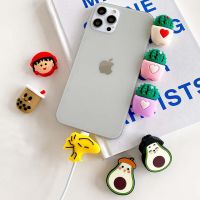 Cute Bite Anime Cable Organizer Cover Case Cartoon Milk Tea Cup Flower Character USB Data Line Wire Protector Cord Cover