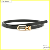 [The Bakerry] เข็มขัดหนังเทียมสำหรับผู้หญิงปรับได้, เข็มขัดคาดเอวแบบบางสีลูกกวาด