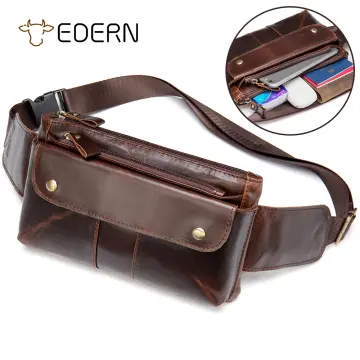 Genuine Leather Belt Waist Bag Pack Cowhide Pouch Shoulder Bag For Mobile  Phones 