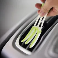 (Premium car)เครื่องปรับอากาศในรถยนต์ Vent Outlet เครื่องมือทำความสะอาดฝุ่นไมโครไฟเบอร์ Double Ended Side PC Keyboard Dust Clean Blinds Brush Tools