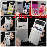 เคสโทรศัพท์พับได้สำหรับ Samsung Galaxy Z Z 5 Z-Flip4พับได้ Z-3พับได้เคสป้องกันตกหน้าจอเคสโทรศัพท์เป็นคู่การ์ตูนน่ารักสีเงินแฟชั่นแบรนด์ยิ้ม