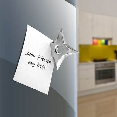 HOVEFELER 2PCS Samurai Shuriken Ninja Fridge Magnet Dart Triangular Five-pointed Star Refrigerator Message Sticker Photo Deco