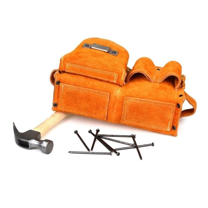 กระเป๋าเก็บเครื่องมือฮาร์ดแวร์สำหรับซ่อมหนังวัวกระเป๋าคาดเอวงานไม้สำหรับผู้ชาย