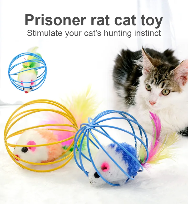 Cat Toy Mouse Chasing Toy Plush Mouse In Cage Pet Interactive Toy Supplies  Funny Cat Toys | Lazada Ph