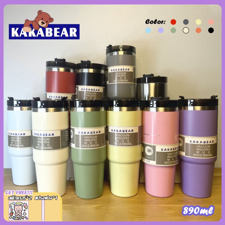 kakabear-แก้วเก็บความเย็น-พร้อมส่งจากไทย-สแตนเลสแท้304-รับประกันไอน้ำไม่เกาะแก้ว-ขนาด-30ออนซ์-สินค้าจริง-รูปสุดท้า-แก้วแพนด้