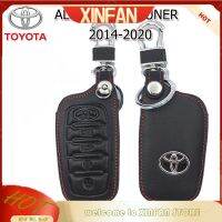 XINFAN Toyota เคสหนังแท้2014-2020ใหม่ทั้งหมดพร้อมด้วยตัวป้องกันระยะไกลเคสหนังแท้พร้อมที่ใส่กุญแจกันกระแทกฝาครอบหนังสีดำเกลียวสีแดง