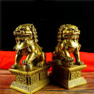 (1 คู่ 2 ตัว) สิงโตนำโชค สิงโตทอง สิงโตตกแต่ง เรซิ่นสิงโต (ขนาด 10.5 X 7 X 4 cm.) เสริมฮวงจุ้ย ตกแต่งบ้าน ของขวัญคนพิเศษ