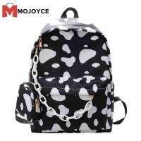 MOJOYCE Casual Nylon Shoulder School Bags Cow Letter Print Student Travel Backpacks