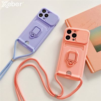 Crossbody Lanyard Rope Magnetic Ring Holder Case For Xiaomi POCO X3 M3 C3 11 Lite Redmi Note 10 9 8 Pro 9S 10S 9T 9C Card Cover