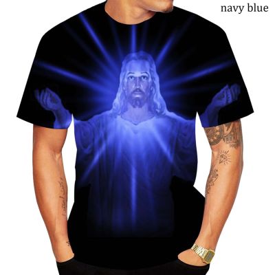 แฟชั่นบุรุษเสื้อยืดข้าม 3D พิมพ์เสื้อยืดพระเยซูรัก Everone คริสเตียนผู้ชายแขนสั้นเสื้อยืด