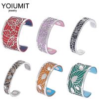 Yoiumit สร้อยข้อมือข้อมือสแตนเลสสตีลสำหรับผู้หญิง14มม./25มม./40มม. กำไลหนังเปลี่ยนได้สำหรับผู้หญิง