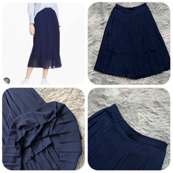 ยู-นิ-โคล่-กระโปรงพลีทชิฟฟ่อน-chiffon-pleated-long-skirt-ป้ายห้อย-shop-ไทย