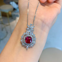 Luxury 925 Sterling Silver Ruby Gemstone Jewelry Sets for Women High Carbon Diamond Wedding Party Earrings Pendant Necklace Gift