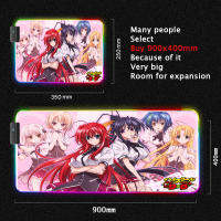 Anime Highschool Dxd Rias Gremory RGB Colorful LED Lighting Light Gaming Mouse Pad Soft Large Computer Game Mousepad Desk Mat