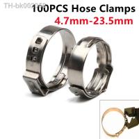 ﹊ 100pcs 4.7-23.5mm Single Ear Hose Clamps 304 Stainless Steel Single Ear Hose Clips Ear Pipe Clamps for Sealing Kinds of Hose