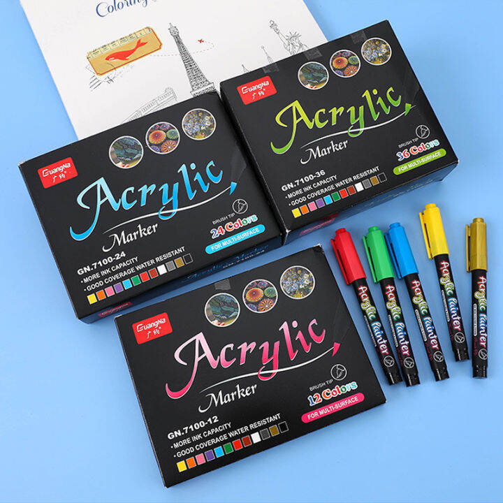 12-60-สีสีอะคริลิค-marker-แปรง-marker-ปากกาสำหรับตัวอักษร-graffiti-manga-แก้วไม้-diy-art-drawing-เครื่องเขียนโรงเรียน-yrrey