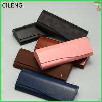 CILENG Frosting เคสแว่นตาหนังสไตล์วินเทจสำหรับผู้หญิงกล่องแว่นกันแดดกรองแสงสีทึบหนังสีทึบแบบพกพา