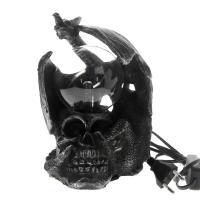 Gothic Dragon บนรูปปั้นหัวกะโหลกพร้อมแก้วไฟฟ้าสยองขวัญโคมไฟ Plasma Ball Skull Figurine โคมไฟตั้งโต๊ะแปลกใหม่