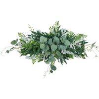 THLT9A Greenery Swag Artificial Front Door Wreath Hanging Eucalyptus Leaves Garland for Home Window Wall Wedding Arch Decor