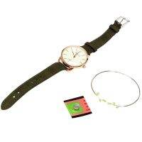 Ulzzang Simple Women Vintage Leather Watches Fashion Ladies Wrist Watch Gifts With Box And The Leaves Bracelet